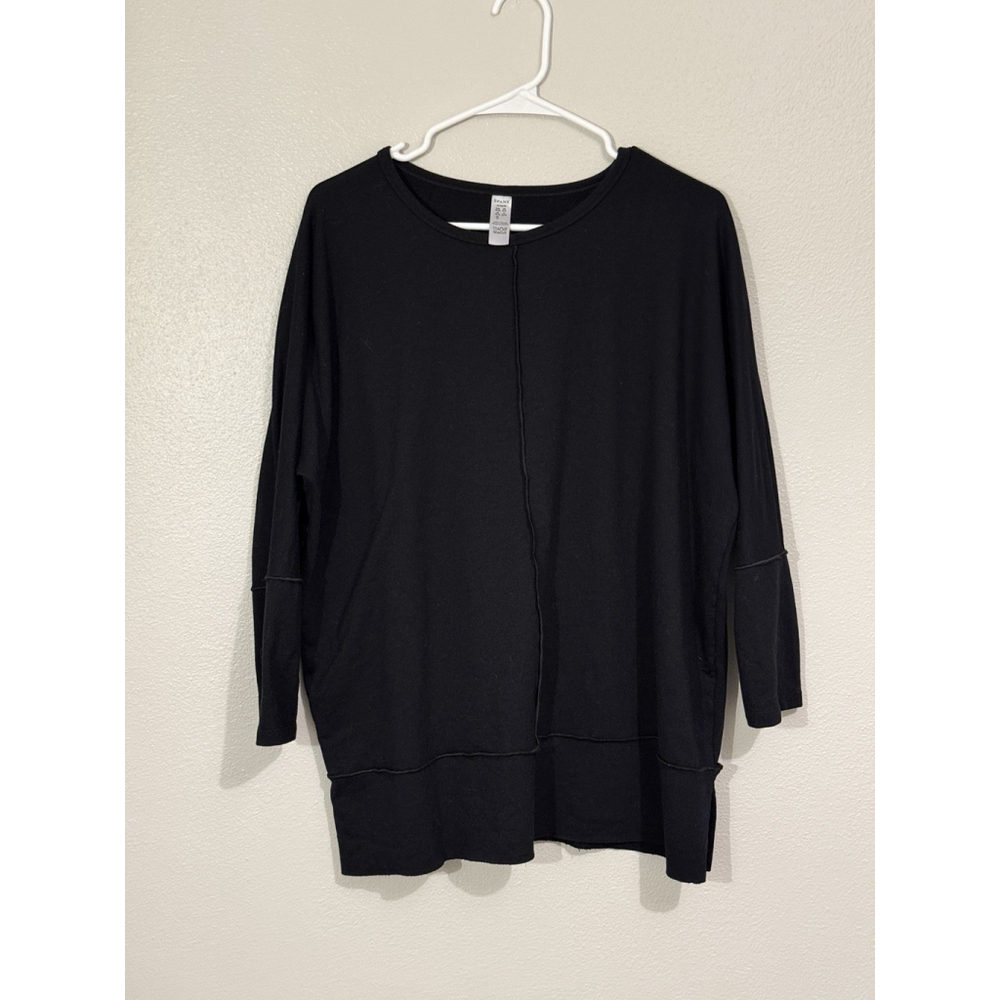 Spanx Tunic Women's Medium Perfect Length Top Dolman Sweatshirt Black Stretch